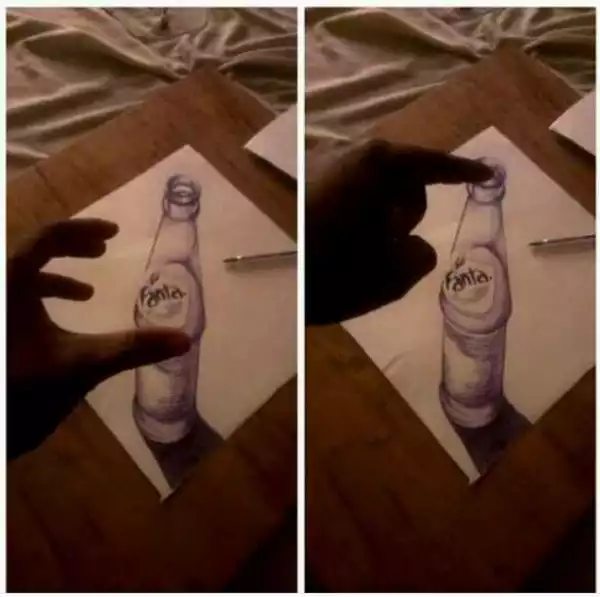 Talented Nigerian Artist Contacted By Fanta Company After Drawing These 3D Pictures
